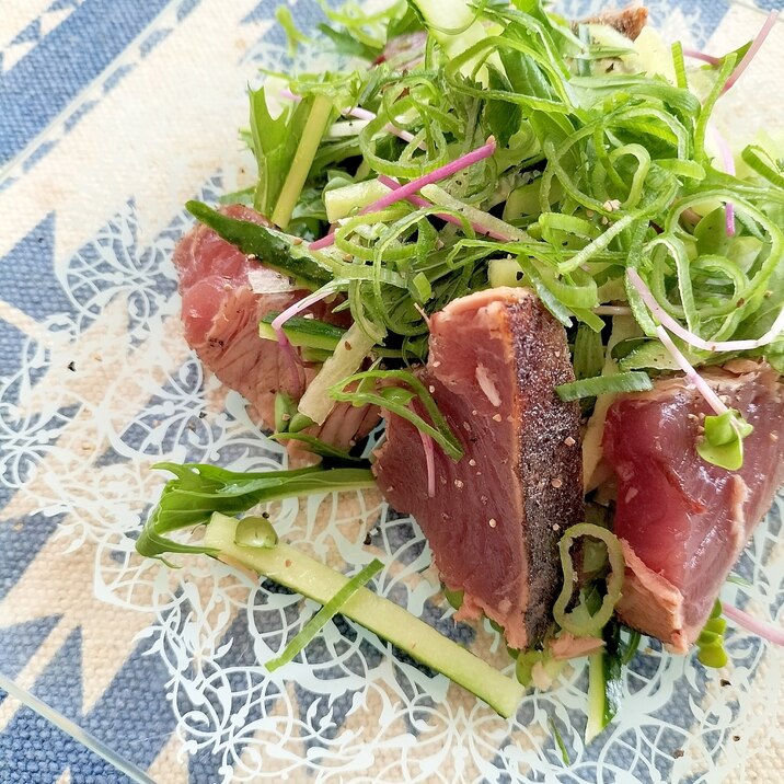 鰹のたたきのねぎきゅうり和え♪